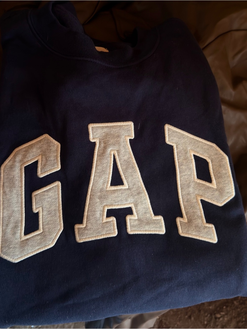 GAP Navy Crewneck with Cream Lettering